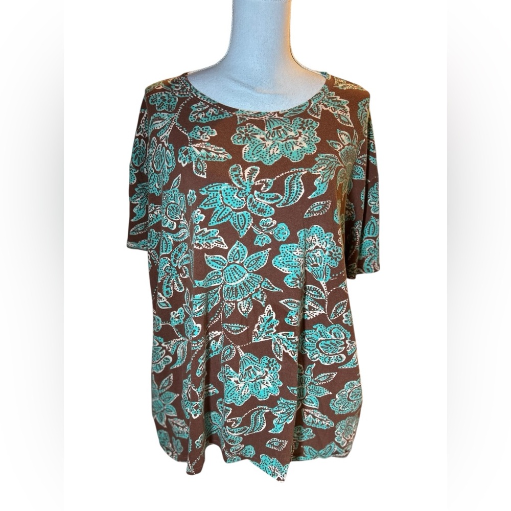 We The Free Floral Print Top - Brown and Teal